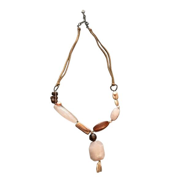 Silpada Jewelry - Silpada Rose Quartz Stone Bead & Leather Necklace